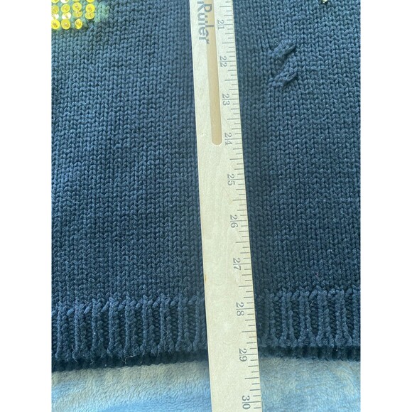 Christopher Radko Sweater Womens  1x Black Embellished Tree Christmas Beaded - Picture 9 of 9